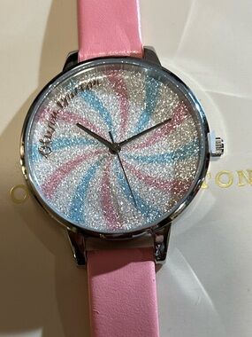 Olivia Burton Candy Shop Watch With 34mm Candy Dial With Pink Leather Ba…
